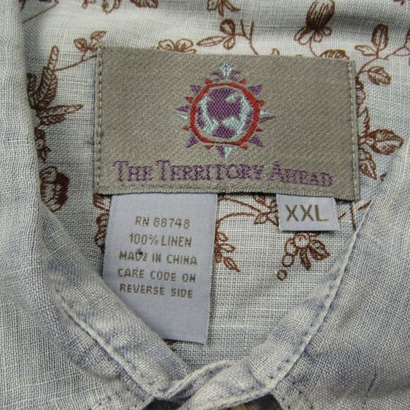 The‎ Territory Ahead Shirt Mens XXL 100% Linen Faded Blue Grey Long Sleeve - Picture 3 of 9
